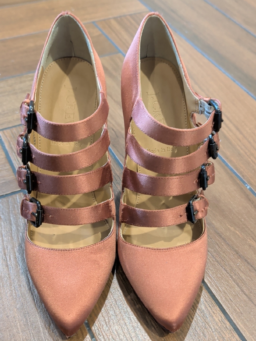 J. Crew Women's Copper Strappy Pointed-Toe Heels
